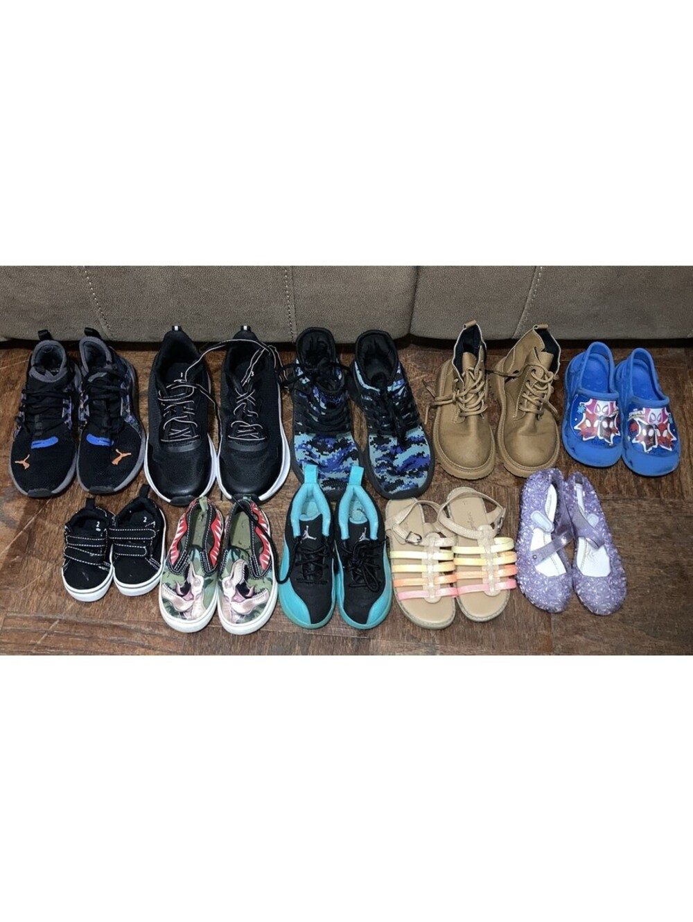 Kids Shoes Lot 10 Pairs Sneakers Boots Sandals Slip On Jordan Puma Cat & Jack